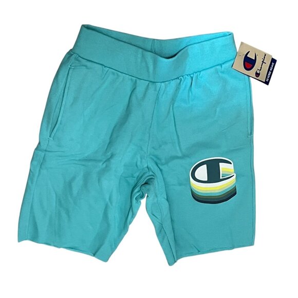 Champion Reverse Weave C Shadow Cut-Off Shorts Sz Small Blue Unisex Mens - Picture 2 of 7